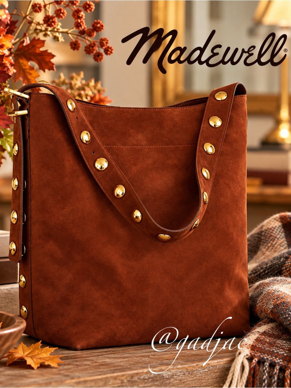 NWT | Madewell The Essential Bucket Tote in Soft Mahogany Suede